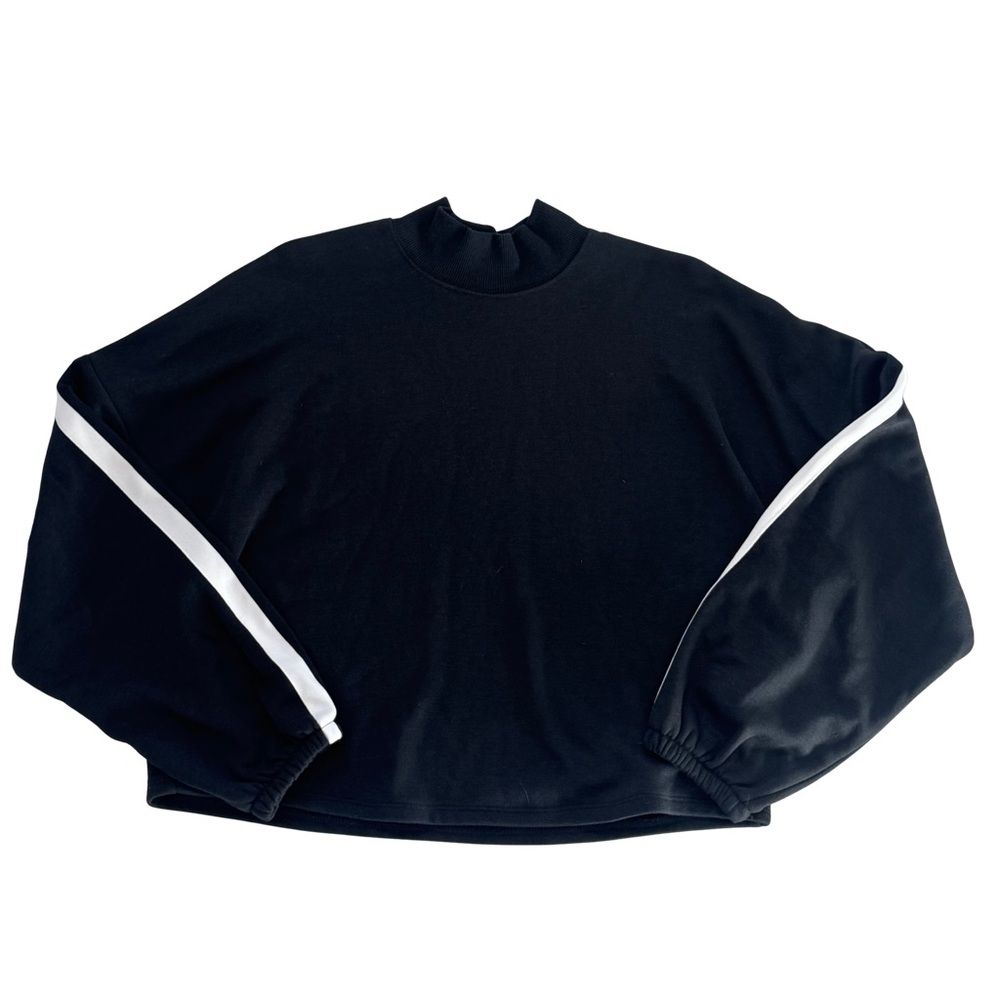 DSG Women’s Cozy Rib Crew Sweatshirt Pure Black Small NWT $35 Cropped Mock Neck